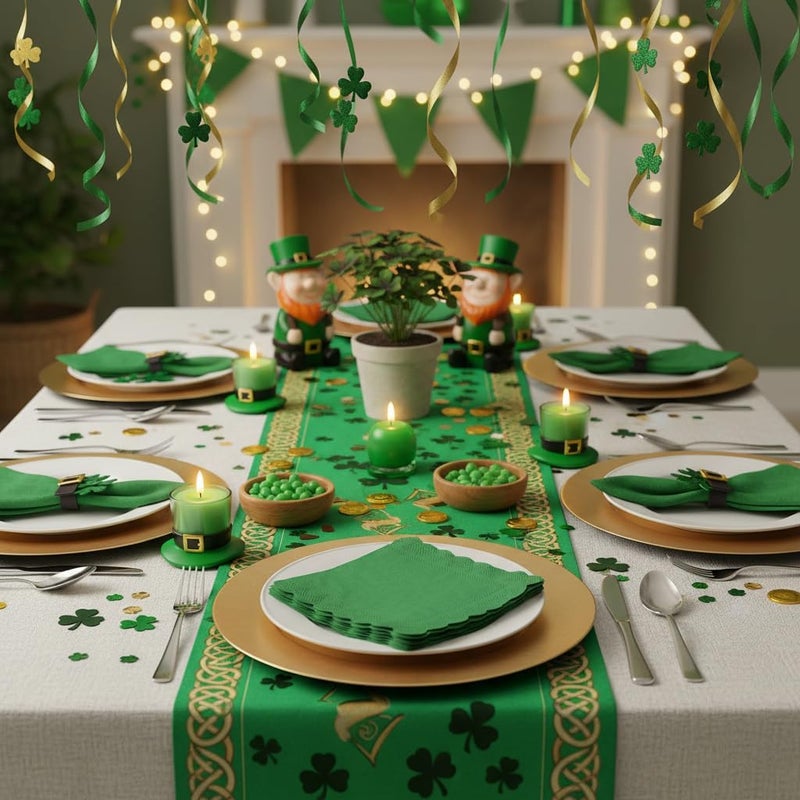NatNarr 120 Pcs Green Cocktail Napkins, St Patricks Day Napkins Scalloped Dessert Beverage Napkin Cute Party Napkin for Birthday, Baby Shower, Golf Party, 5 x 5 Inch - Image 5